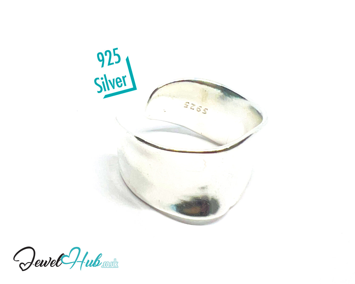 925 Silver Ring · Sculptural Smooth Band · UK M-N-O · US 6.5–8 · 5.5g · Hallmarked