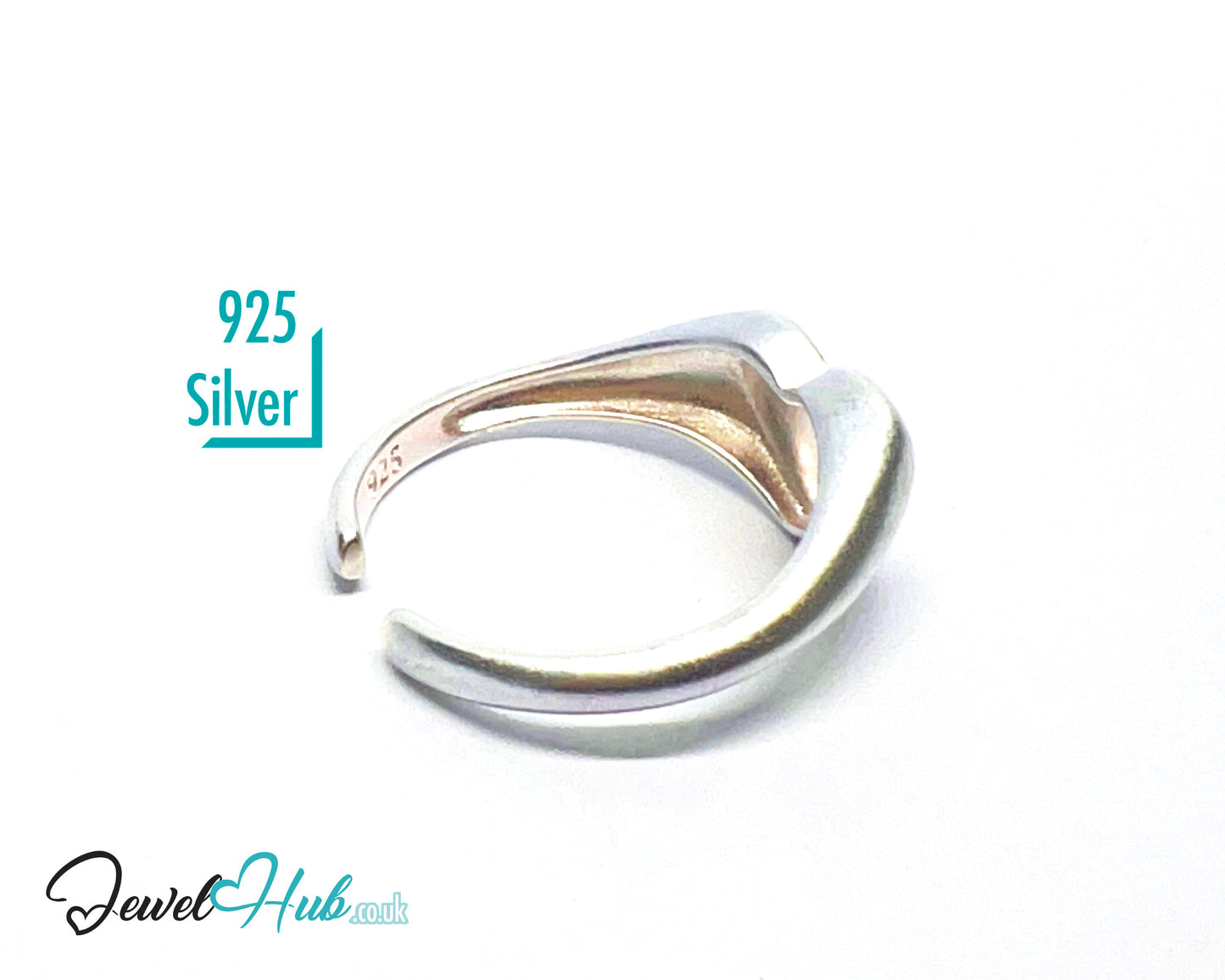 925 Silver Ring · Textured Heart with Twin Dots · UK N-O-P · US 7–8.5 · 2.18g · Hallmarked