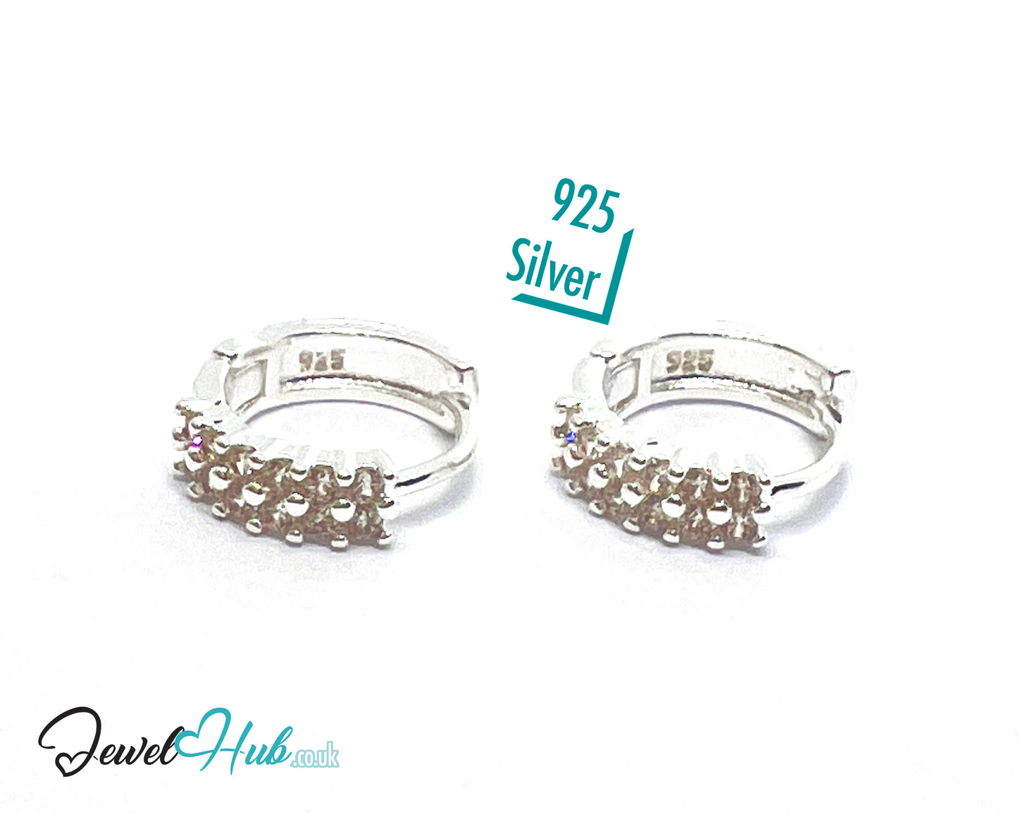 Stellar Stack – 925 Sterling Silver Twin-Row Zirconia Studs (2.51g, x24 Stones)