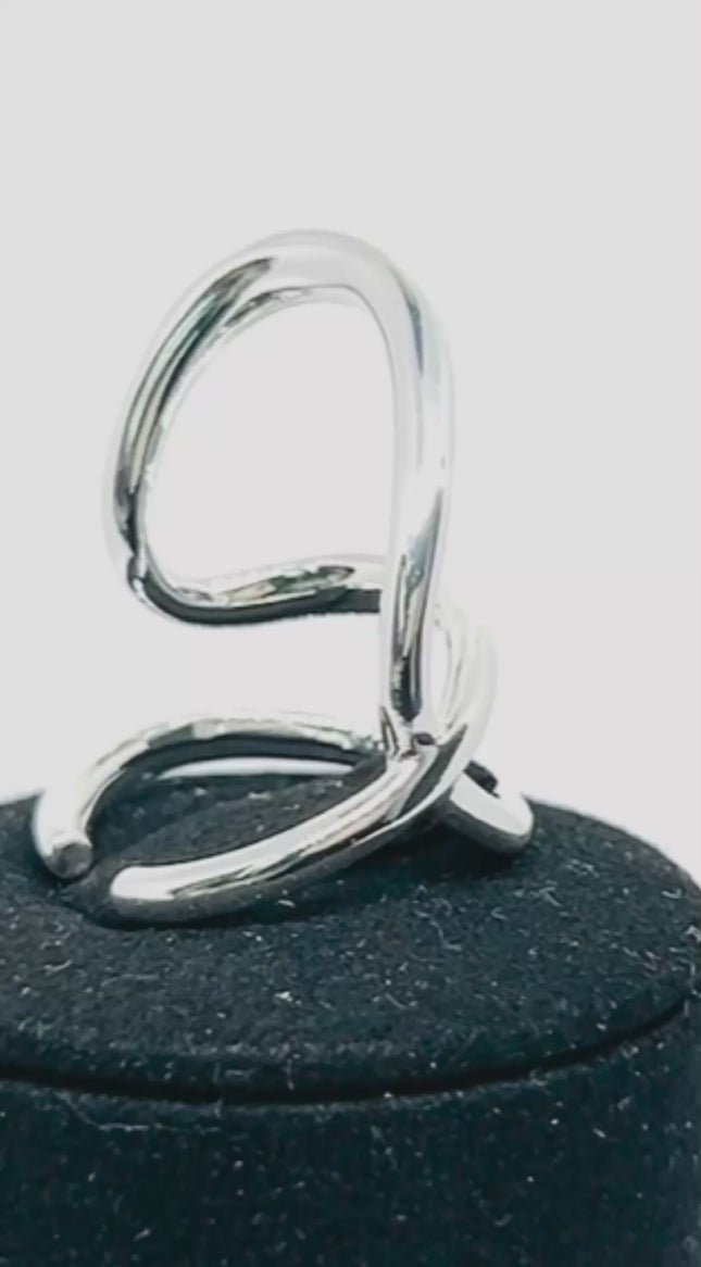 Modern Silver Ring | Hallmarked 925 Sculptural Open-Loop Band | Asymmetrical Design in Sizes N–P