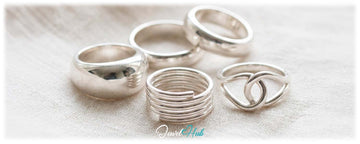 Chunky, coil and interloop 925 sterling silver rings from JewelHub