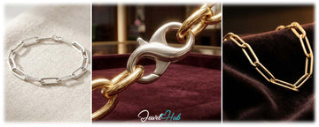 Paperclip chain bracelet styled on the wrist, a popular modular bracelet from JewelHub