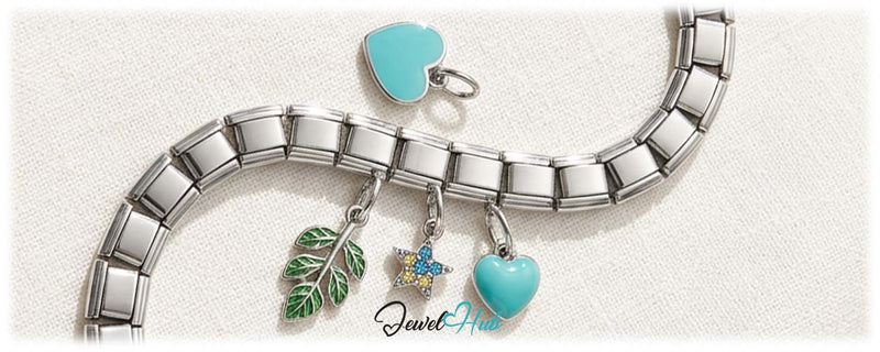 Charm bracelet starter set with Italian link bracelet and MiniCharms from JewelHub
