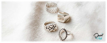 925 silver rings in lace, square top, clustered hearts and ball oval styles