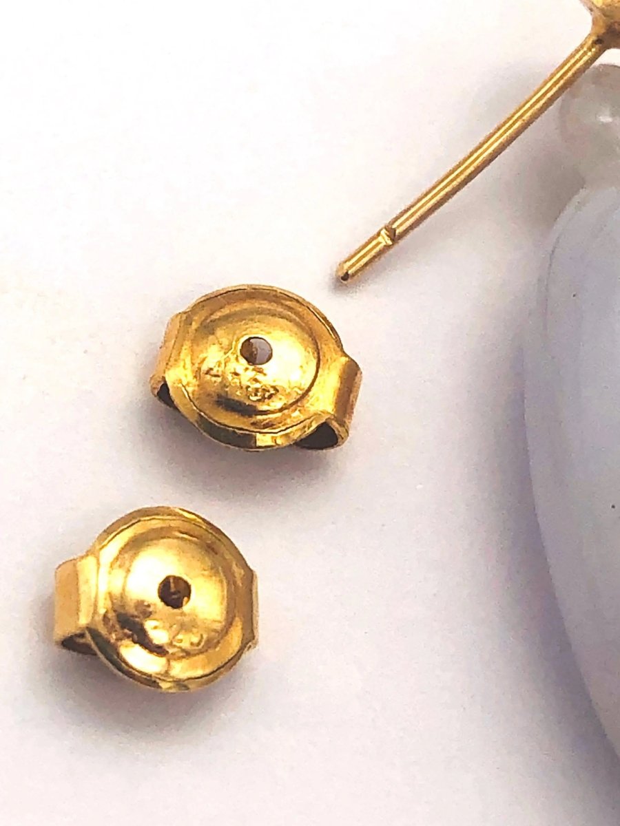 14k (585) Solid Yellow Gold lucky fruit shape long drop Purple Jade Earrings - JewelHub.co.uk