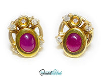 14K Gold Convertible Ruby & Diamond Earrings 