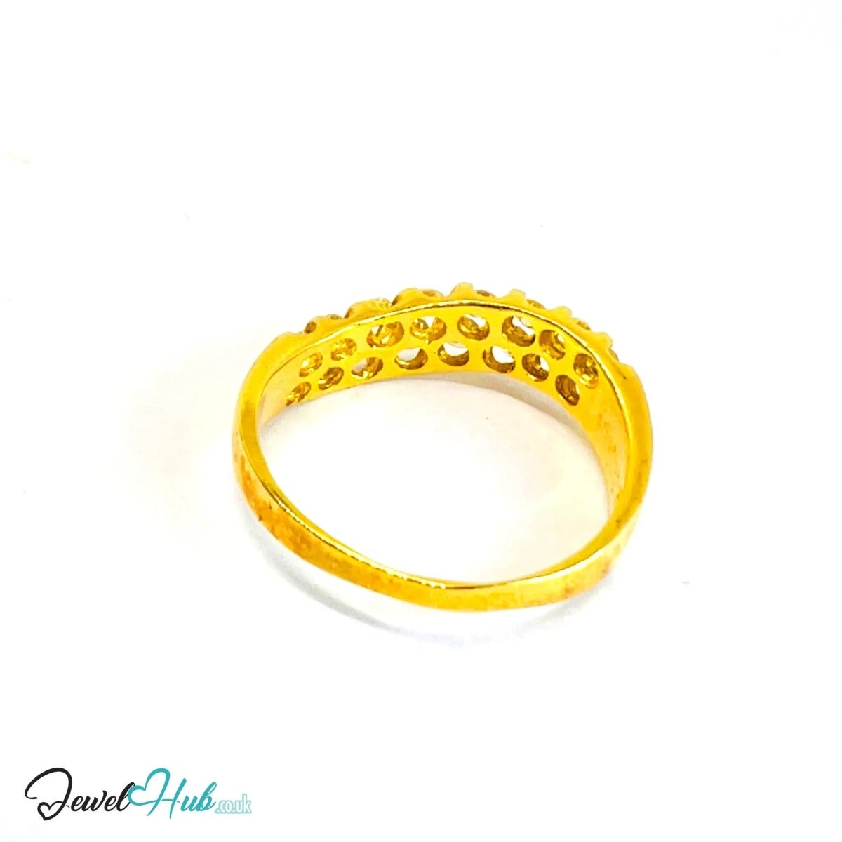 14K Gold Diamond Ring · 0.48ct Channel - Set · UK N · US 7 · Diagonal Sparkle Band - JewelHub.co.uk