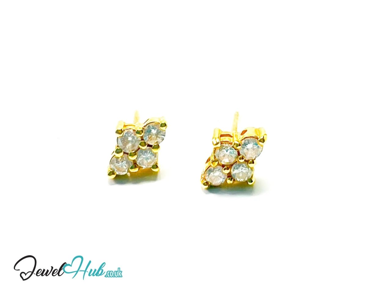 14K Gold Diamond Stud Earrings - Luna Spark - JewelHub.co.uk