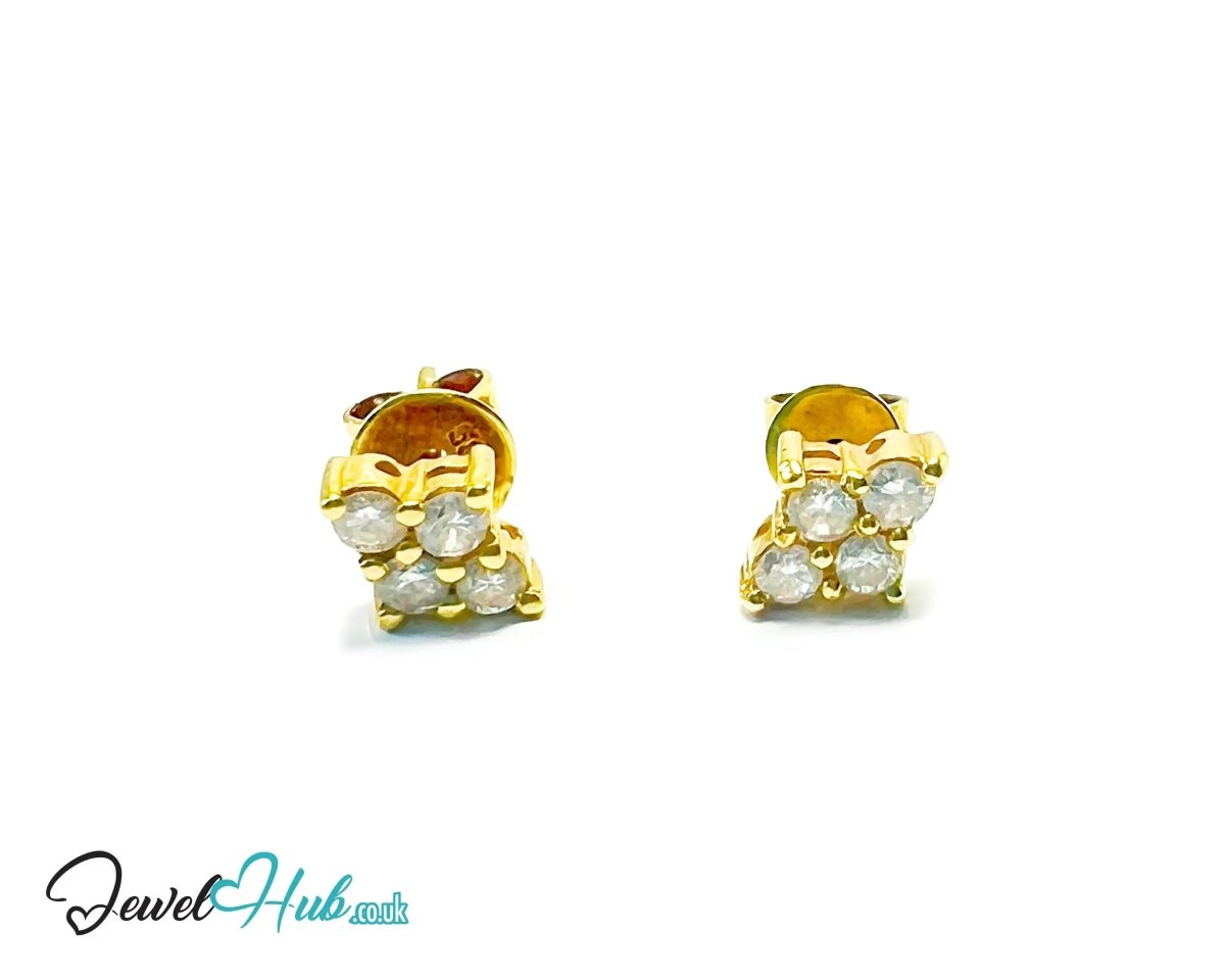 14K Gold Diamond Stud Earrings - Luna Spark - JewelHub.co.uk