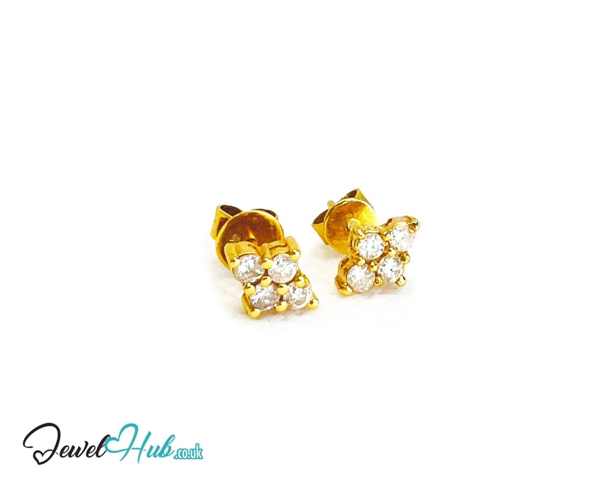 14K Gold Diamond Stud Earrings - Luna Spark - JewelHub.co.uk