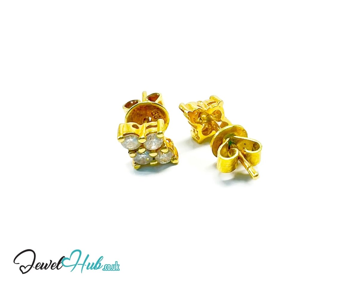 14K Gold Diamond Stud Earrings - Luna Spark - JewelHub.co.uk