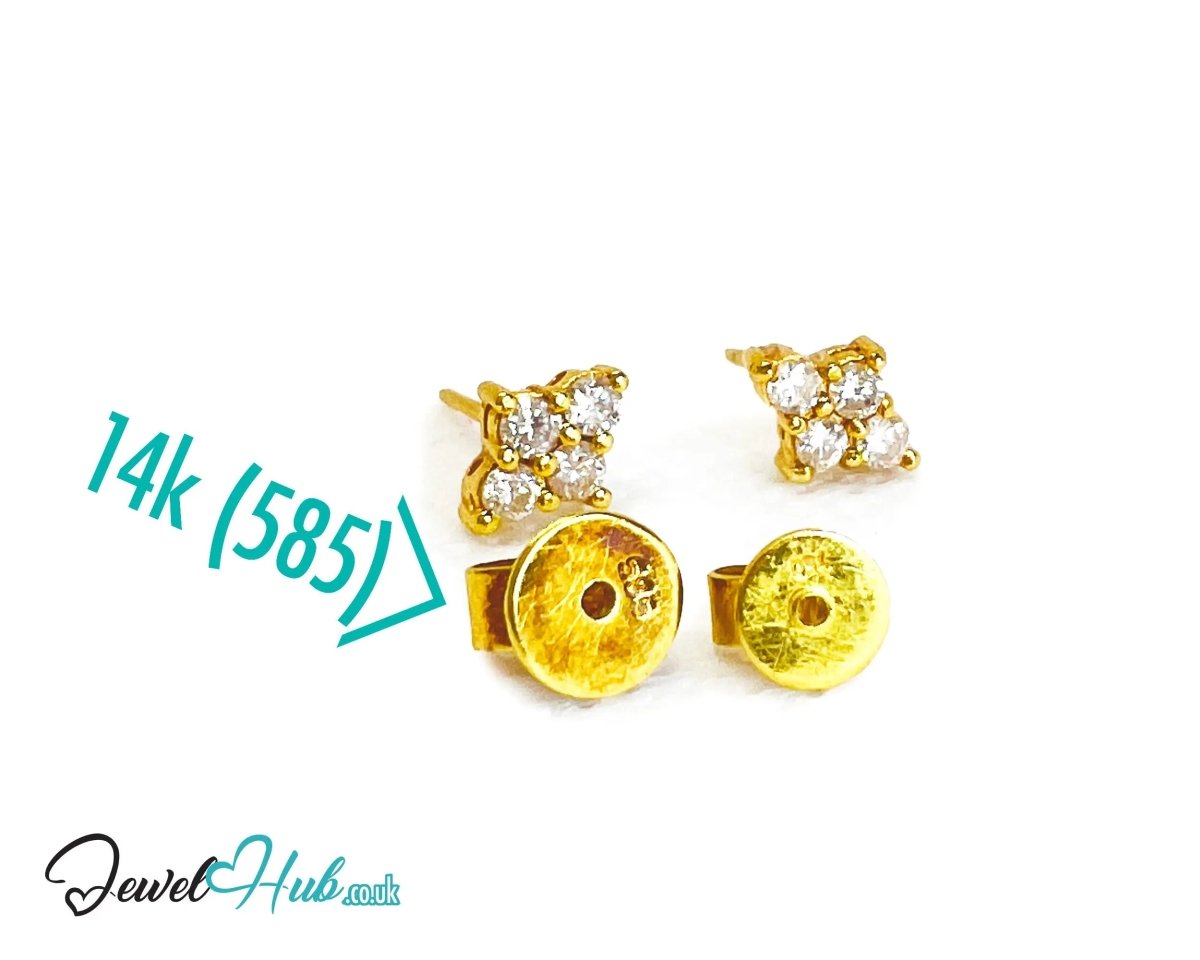 14K Gold Diamond Stud Earrings - Luna Spark - JewelHub.co.uk