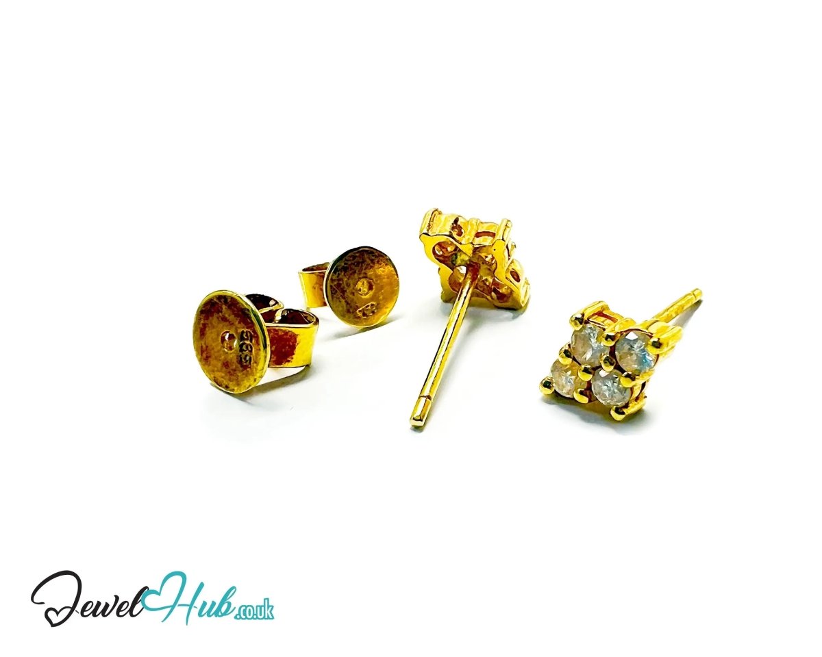 14K Gold Diamond Stud Earrings - Luna Spark - JewelHub.co.uk
