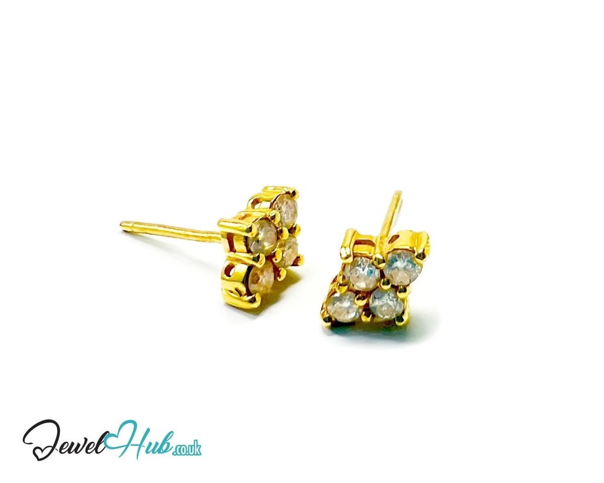 14K Gold Diamond Stud Earrings - Luna Spark - JewelHub.co.uk