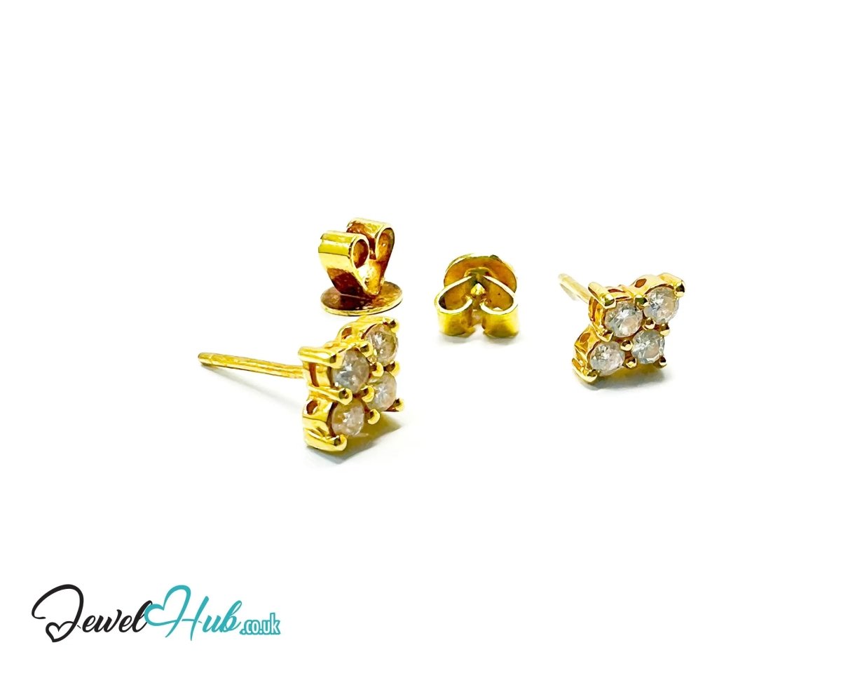 14K Gold Diamond Stud Earrings - Luna Spark - JewelHub.co.uk