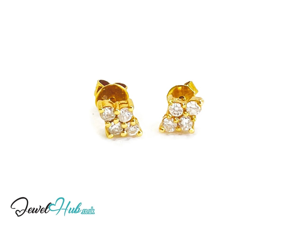 14K Gold Diamond Stud Earrings - Luna Spark - JewelHub.co.uk