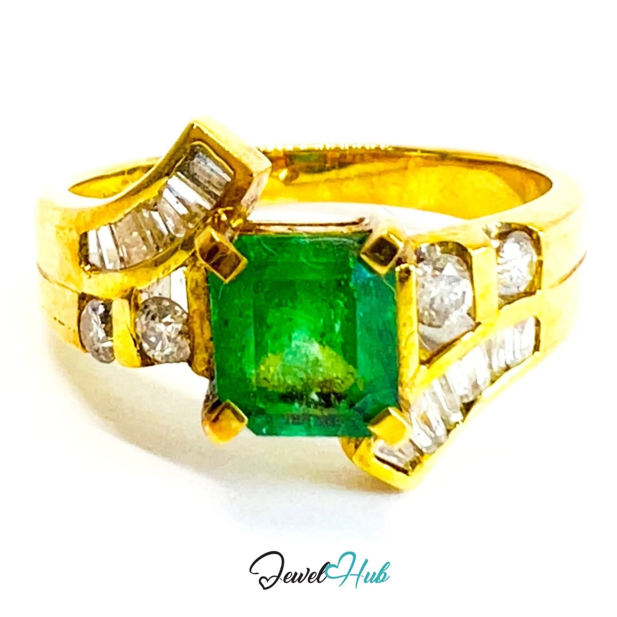 14K Gold Emerald Diamond Ring · 0.88ct Emerald · UK Q · US 8.25 · Regal Curve Setting