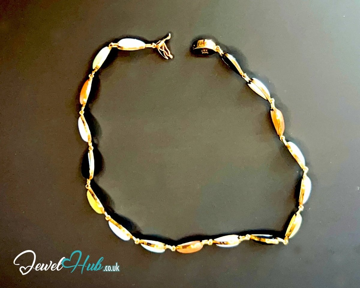 14K Gold Jade Bracelet (Heart) 17 Colorful Stones · 18cm · 5.86g · Hallmarked Wellness Jewelry - JewelHub.co.uk