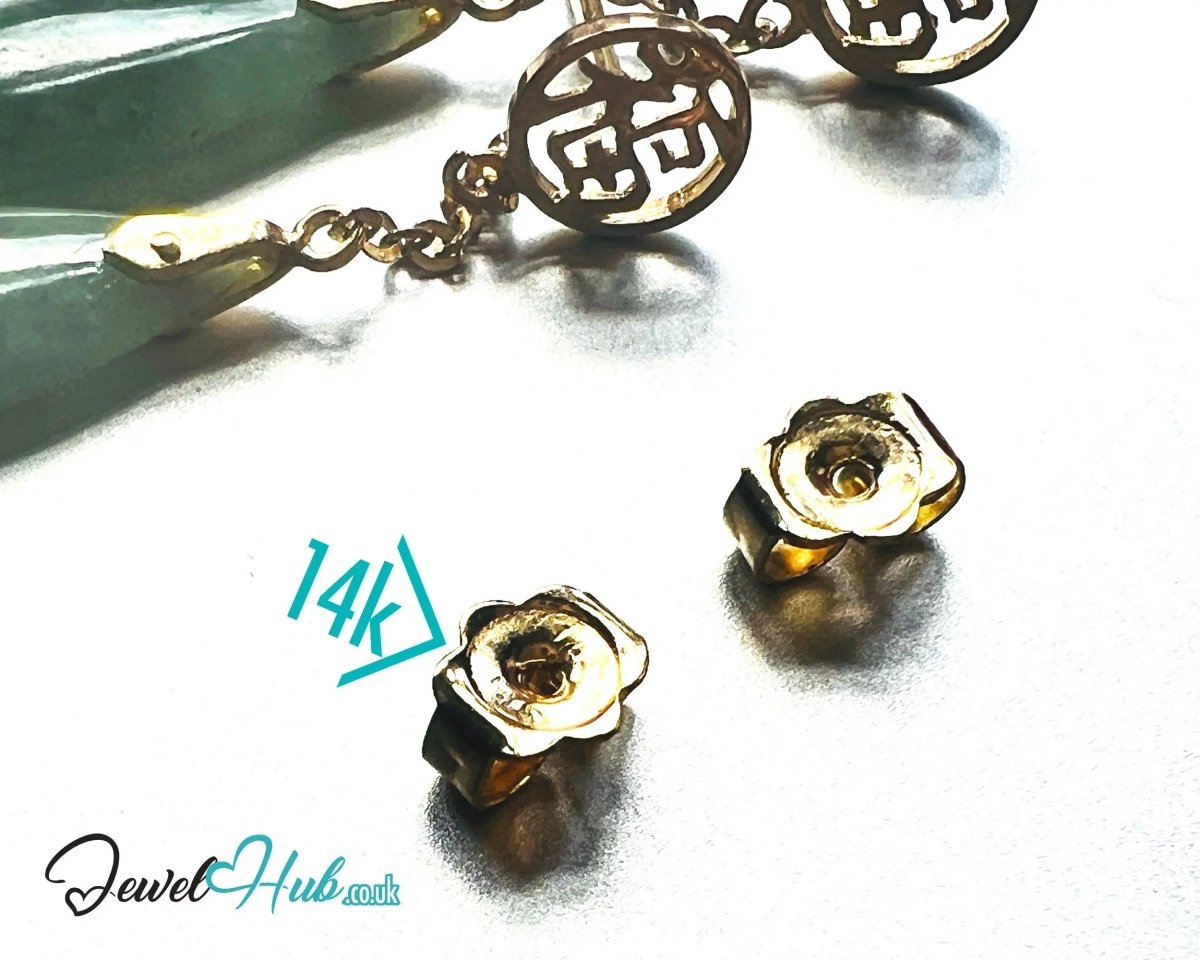 14K Gold Jade Earrings (Drop) Harmony in Motion - JewelHub.co.uk