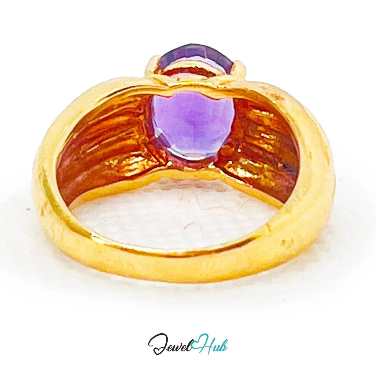 14k Gold Oval Cut Amethyst Ring – Hallmarked | 2.8 Carats | UK M½ US 6.5 | Bold gold & Regal violet - JewelHub.co.uk