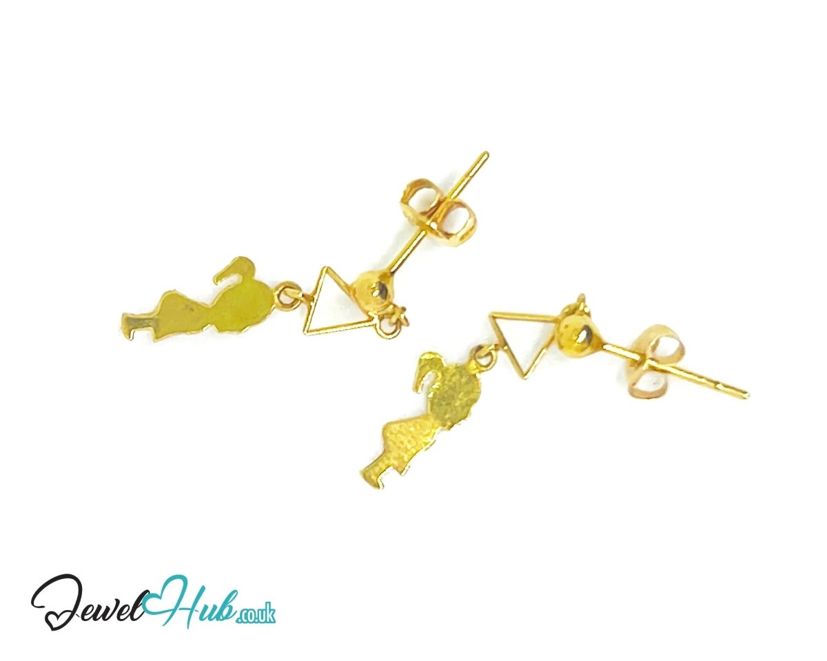 14K Solid Gold Earring “Balloon Daydream” – Whimsical Charm in Lightweight Gold - JewelHub.co.uk