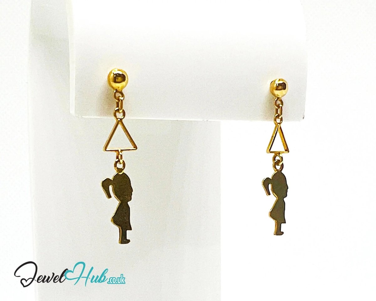14K Solid Gold Earring “Balloon Daydream” – Whimsical Charm in Lightweight Gold - JewelHub.co.uk