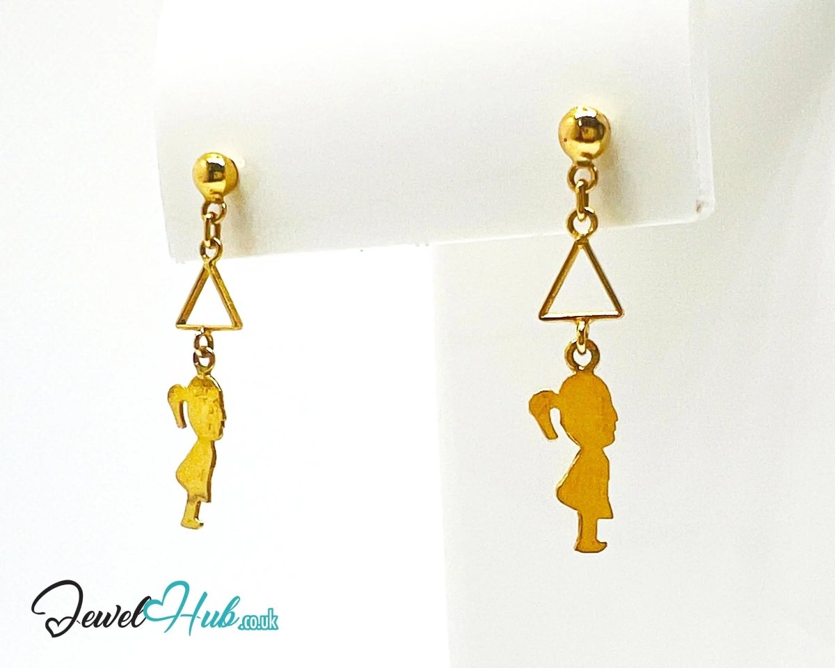 14K Solid Gold Earring “Balloon Daydream” – Whimsical Charm in Lightweight Gold - JewelHub.co.uk