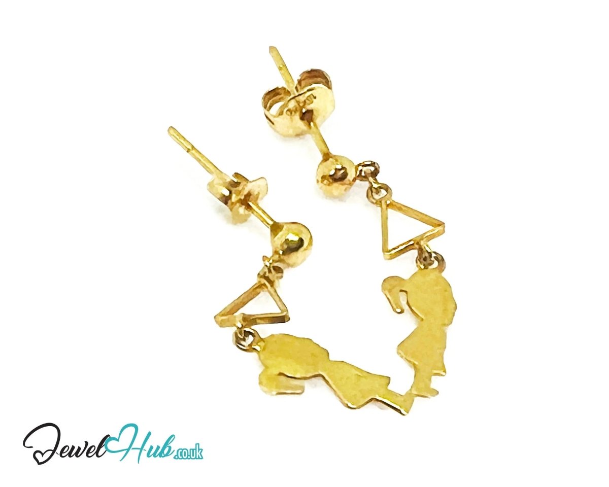 14K Solid Gold Earring “Balloon Daydream” – Whimsical Charm in Lightweight Gold - JewelHub.co.uk