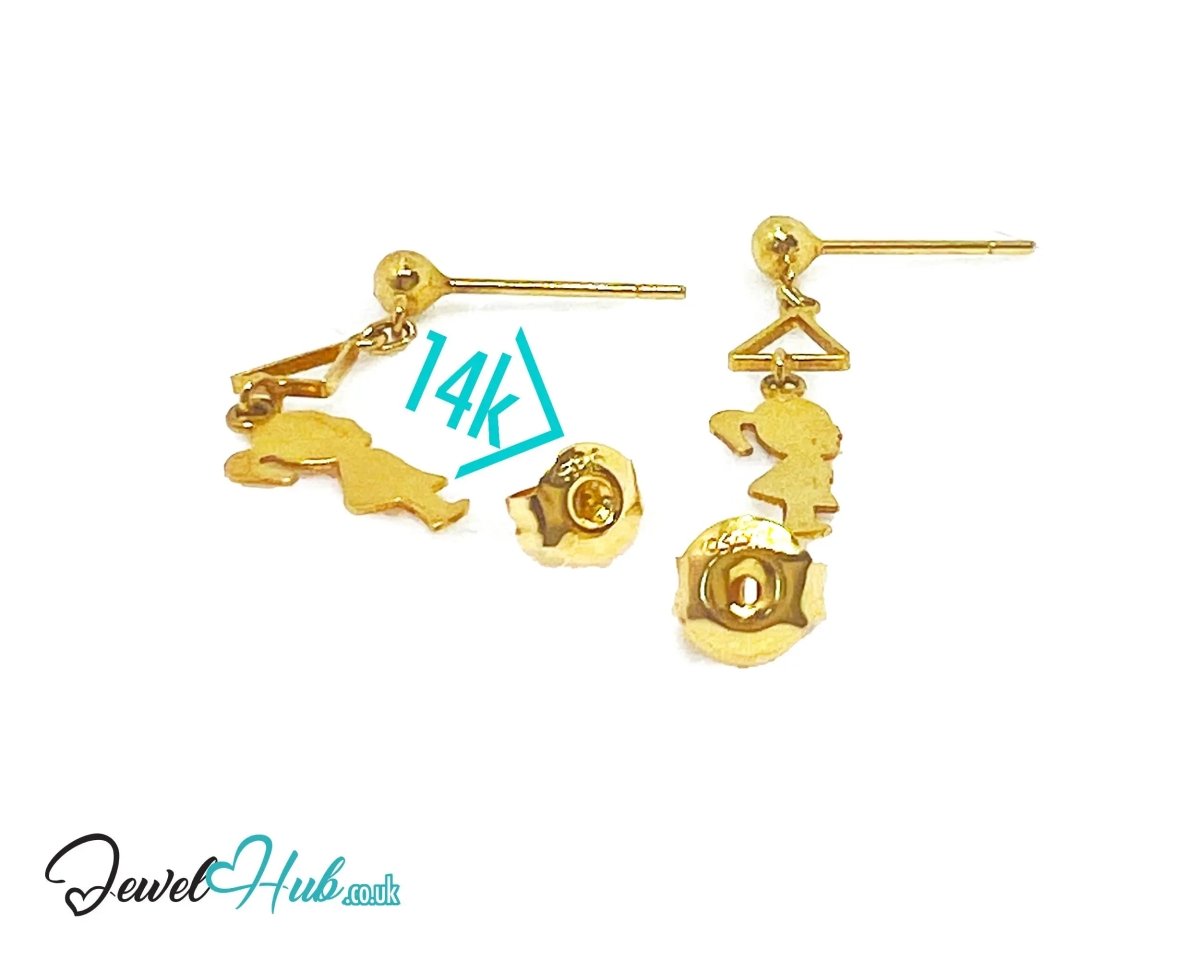 14K Solid Gold Earring “Balloon Daydream” – Whimsical Charm in Lightweight Gold - JewelHub.co.uk