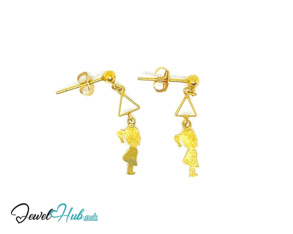 14K Solid Gold Earring “Balloon Daydream” – Whimsical Charm in Lightweight Gold - JewelHub.co.uk