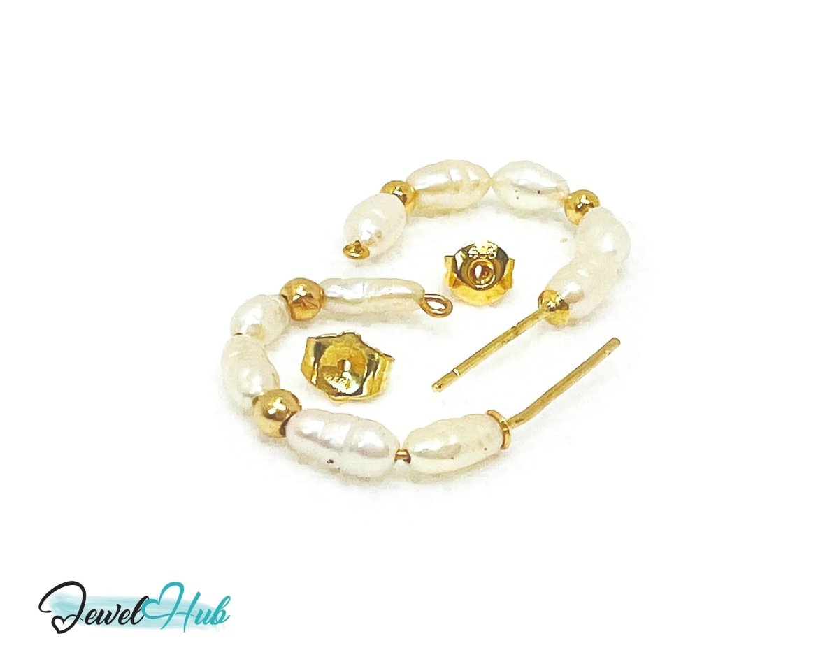 14K Solid Gold Freshwater Pearl Cascade Earrings – Lightweight & Sculptural Elegance - JewelHub.co.uk