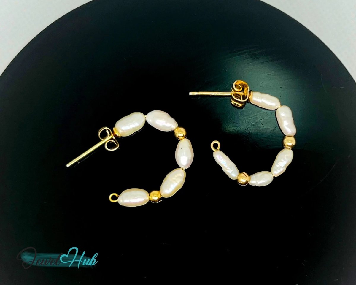 14K Solid Gold Freshwater Pearl Cascade Earrings – Lightweight & Sculptural Elegance - JewelHub.co.uk