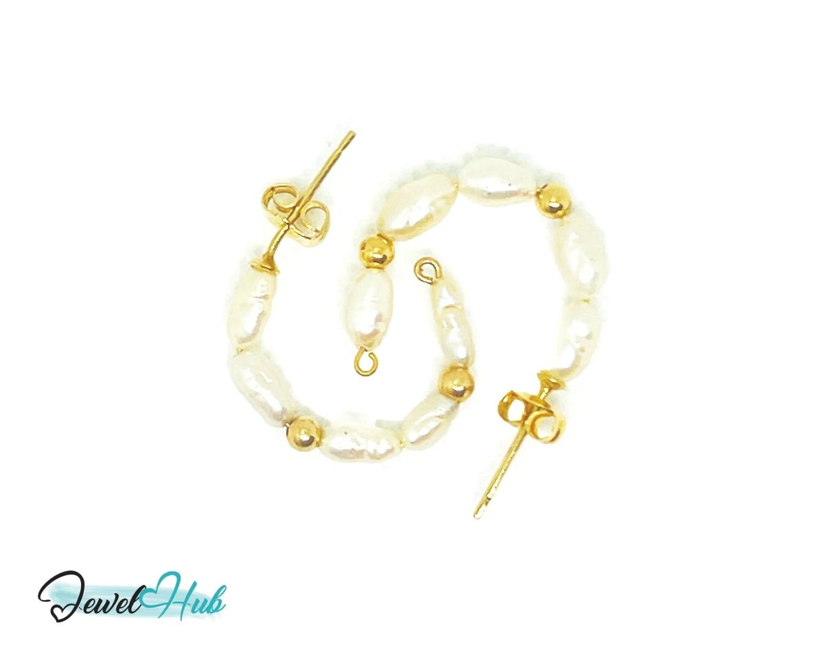 14K Solid Gold Freshwater Pearl Cascade Earrings – Lightweight & Sculptural Elegance - JewelHub.co.uk