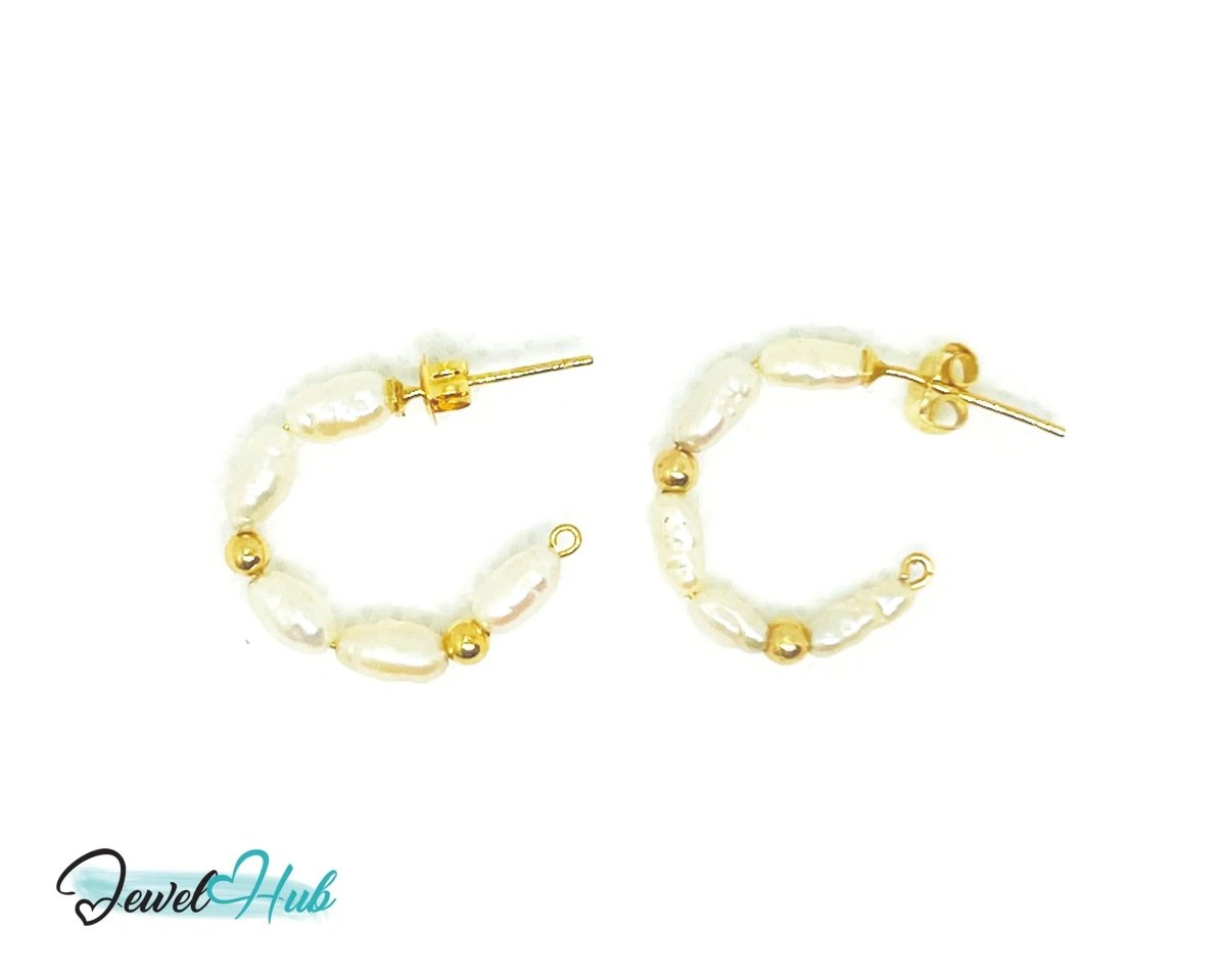 14K Solid Gold Freshwater Pearl Cascade Earrings – Lightweight & Sculptural Elegance - JewelHub.co.uk