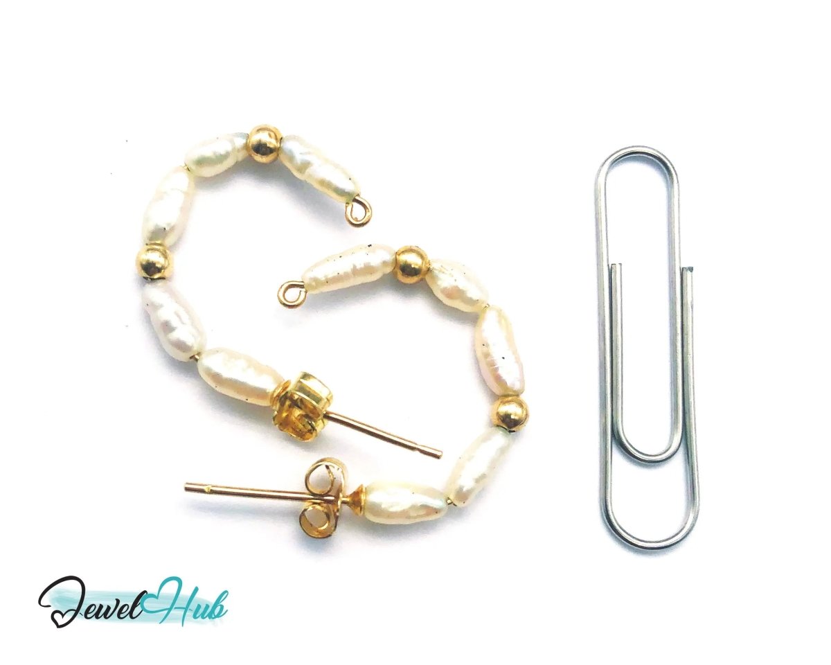 14K Solid Gold Freshwater Pearl Cascade Earrings – Lightweight & Sculptural Elegance - JewelHub.co.uk