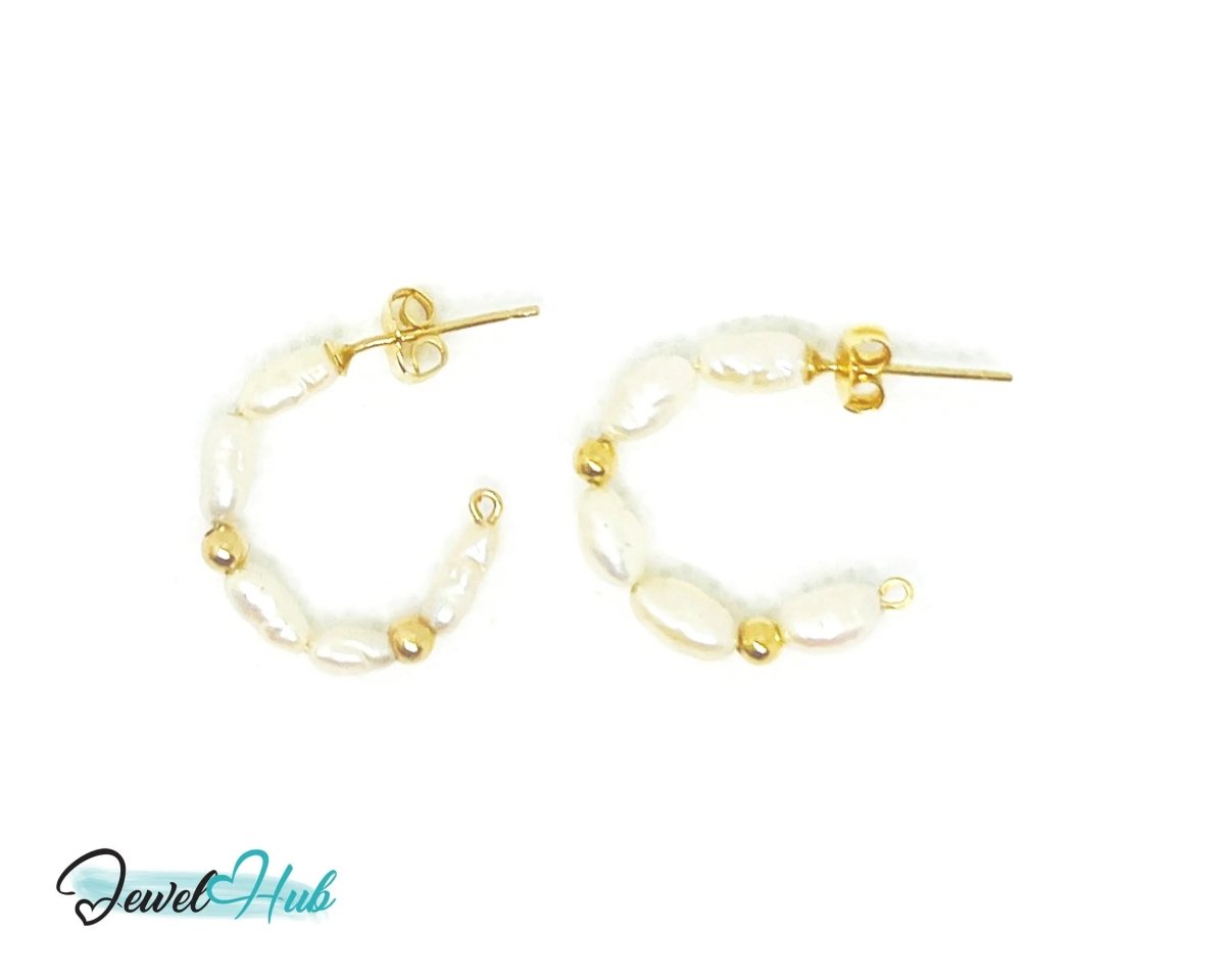 14K Solid Gold Freshwater Pearl Cascade Earrings – Lightweight & Sculptural Elegance - JewelHub.co.uk