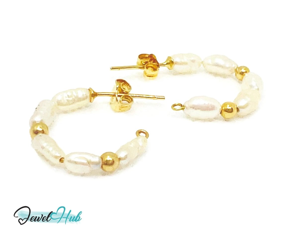 14K Solid Gold Freshwater Pearl Cascade Earrings – Lightweight & Sculptural Elegance - JewelHub.co.uk