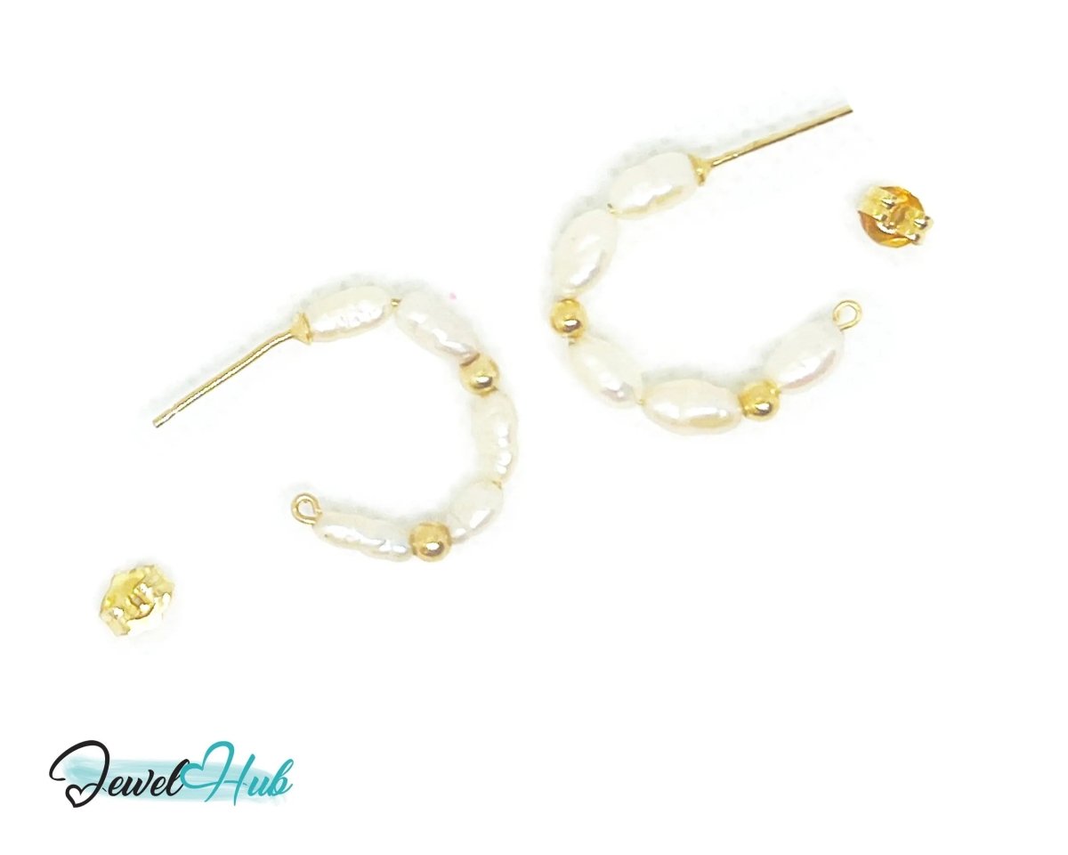 14K Solid Gold Freshwater Pearl Cascade Earrings – Lightweight & Sculptural Elegance - JewelHub.co.uk
