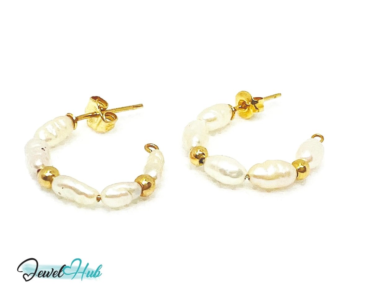 14K Solid Gold Freshwater Pearl Cascade Earrings – Lightweight & Sculptural Elegance - JewelHub.co.uk