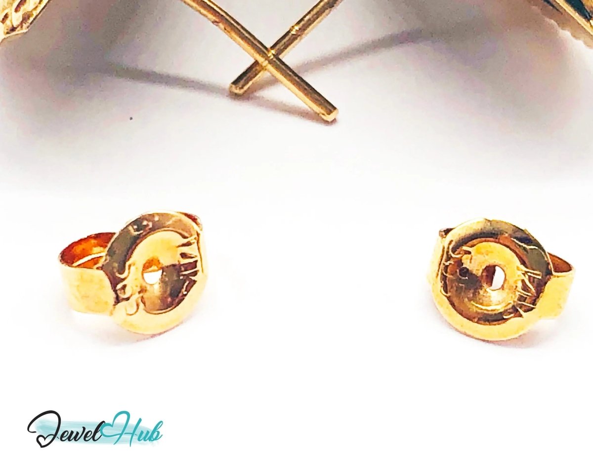 14k Solid Gold Oval Onyx Earrings (Stud) Distinctive Craftsmanship - JewelHub.co.uk