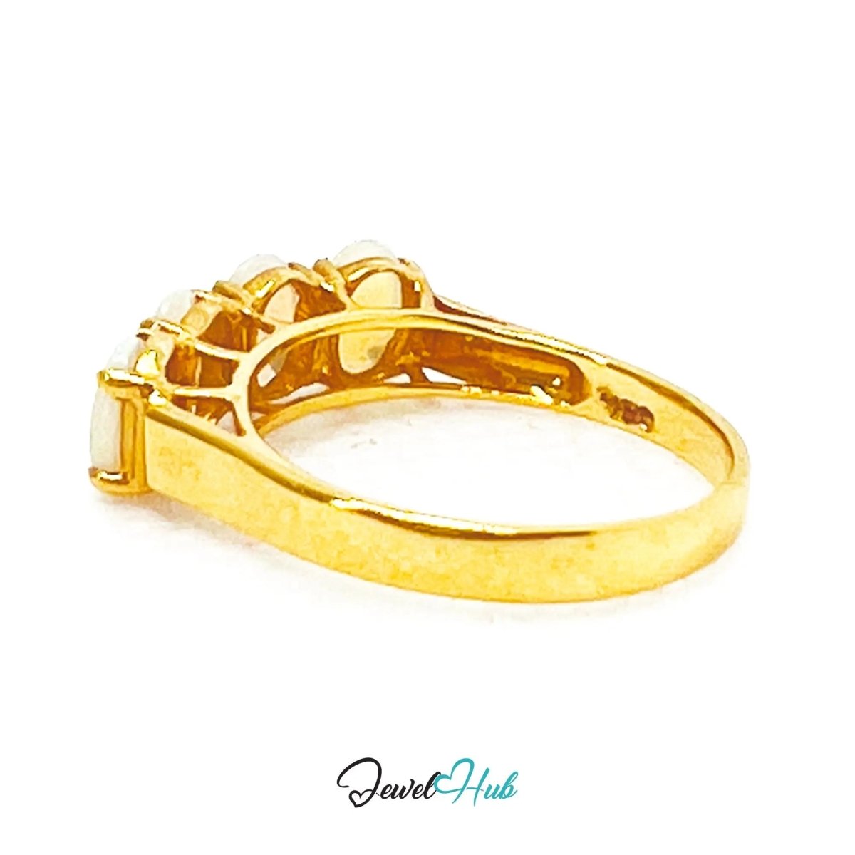 18k Gold Four - Stone Opal Ring – Hallmarked (750) | UK M US 6.5 | Aurora Petals - JewelHub.co.uk