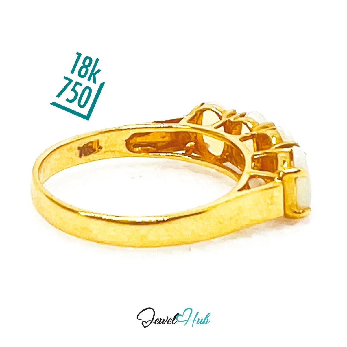 18k Gold Four - Stone Opal Ring – Hallmarked (750) | UK M US 6.5 | Aurora Petals - JewelHub.co.uk