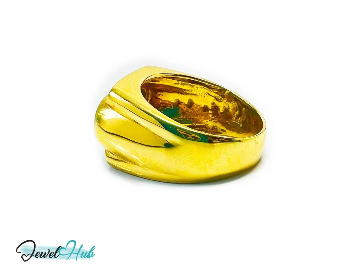 18k Gold Jade & Diamond Ring - Hallmarked (750) | UK R US 9 | Oval Jade & 0.48ct Diamonds - JewelHub.co.uk
