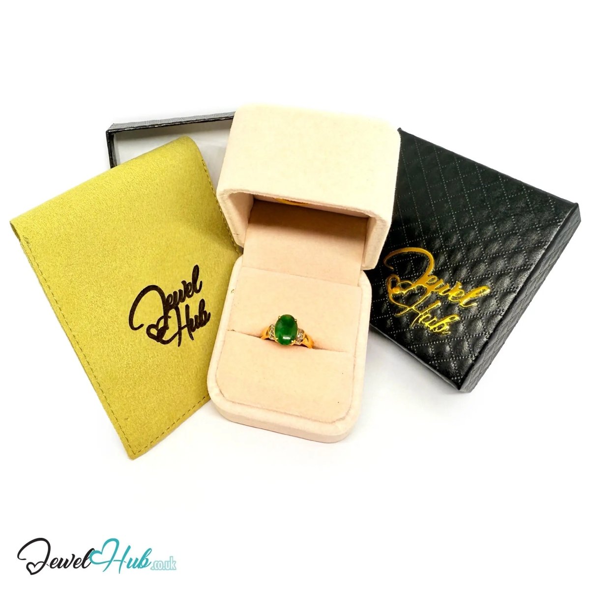 18K Gold Jade Ring · 1.65ct Oval Jade · UK M · US 6.5 · Classic Prong - Set Band - JewelHub.co.uk