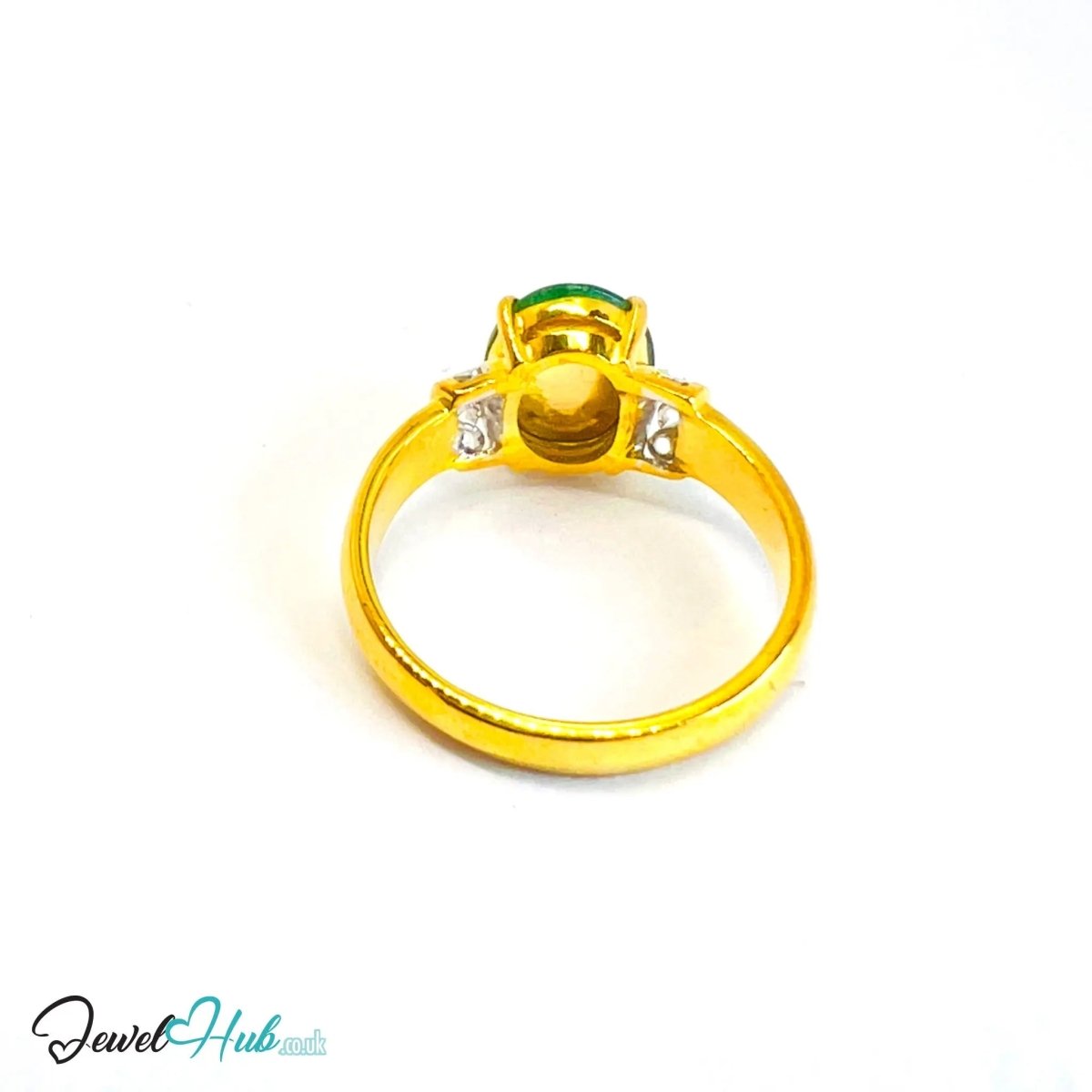 18K Gold Jade Ring · 1.65ct Oval Jade · UK M · US 6.5 · Classic Prong - Set Band - JewelHub.co.uk