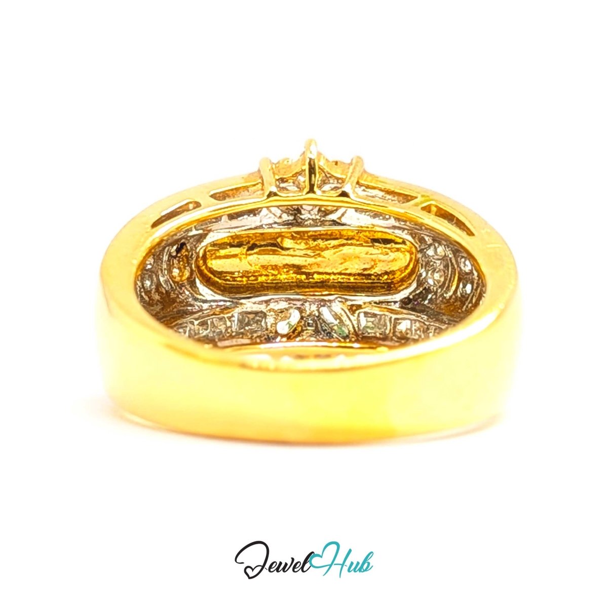 18K Gold Jade Tablet Natural Diamond Ring | 0.92ct Est - JewelHub.co.uk