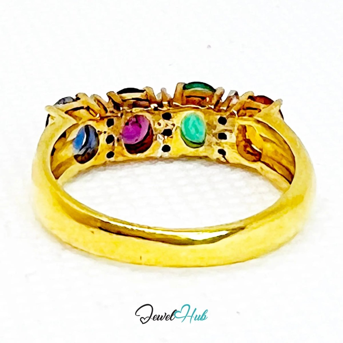 18K Gold Ring Hallmarked (750) Multi - colour Radiance Gemstones 2.2ct & Diamonds| UK P US 8 - JewelHub.co.uk