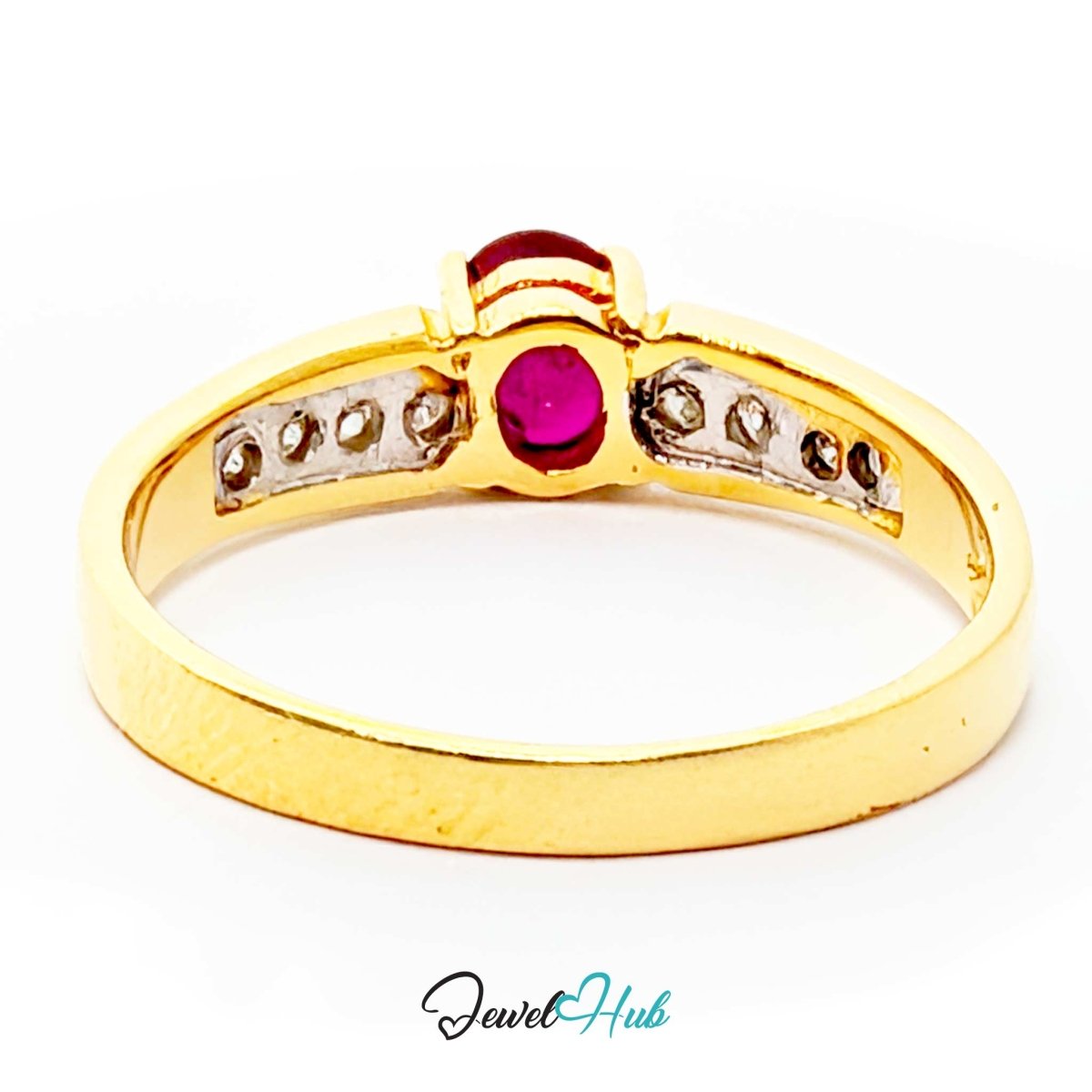 18K Gold Ruby & Diamond Ring - 0.65ct Ruby - UK L1/2 US 6