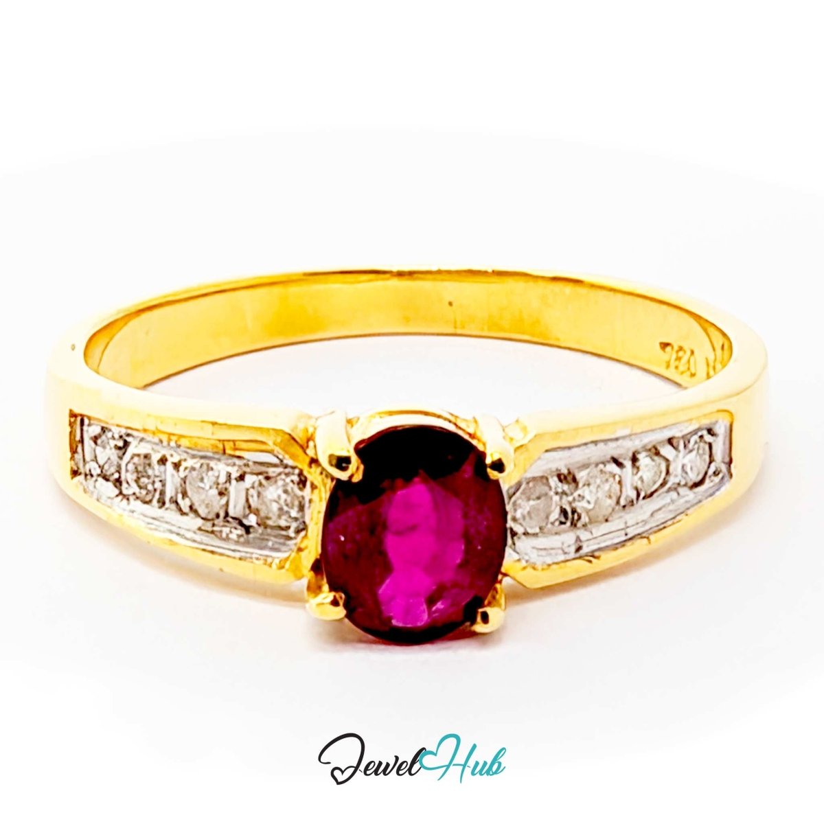 18K Gold Ruby & Diamond Ring - 0.65ct Ruby - UK L1/2 US 6