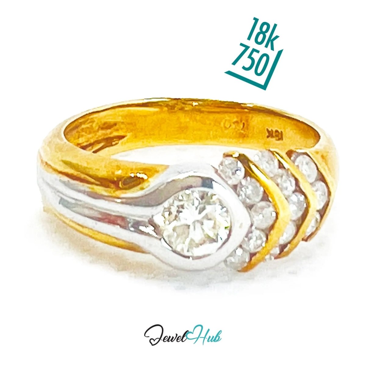 18k Solid Gold Modernist Diamond Ring | 0.38ct | UK L US 6 | Geometric & Modernism - JewelHub.co.uk